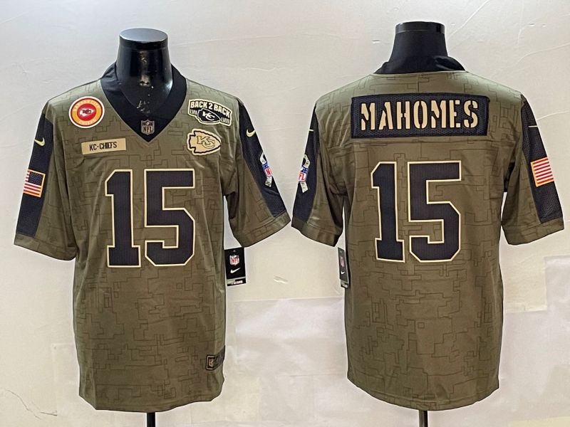 Men Kansas City Chiefs 15 Mahomes Green 2025 Nike Salute to Service Limited NFL Jersey style 7